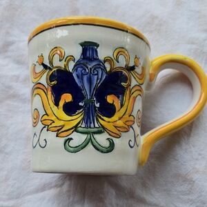Maxcera Majolica, Hand Painted Yellow and Blue Mug